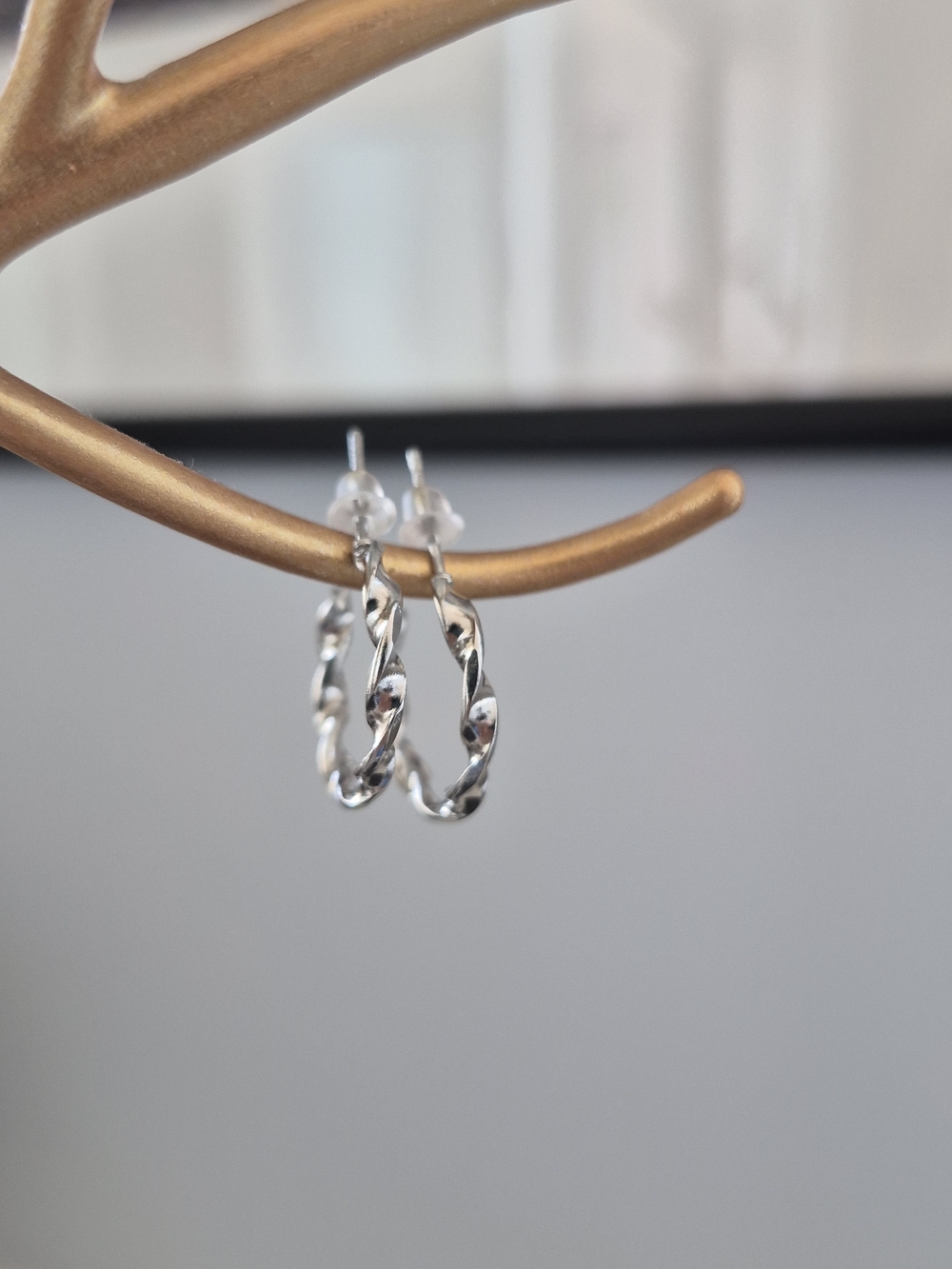 Twisted Hoop Silver Earrings - Sleek Women Jewelry